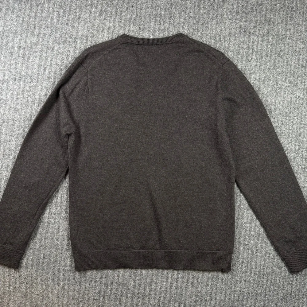 Banana Republic Sweater Mens M Gray Extra Fine Italian Merino Wool V-Neck Knit